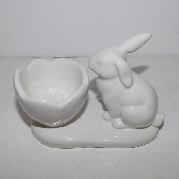 White Rabbit Bunny Egg Cup Holder Easter 5" - Picture 2 of 6